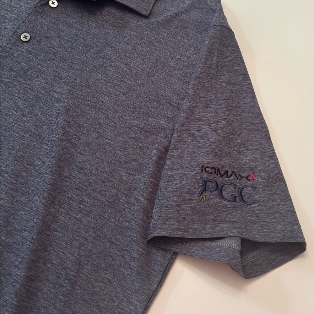 FootJoy FJ Golf Polo Shirt Men’s XL Gray Heather Stripe Collar PGC Logo - Picture 4 of 7